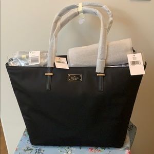 Kate Spade Black Wilson Road Bundle - Tote, Makeup/Pencil Case and Lanyard